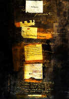 Corona Bibel, Kohelet, Collage, Blattgold, Kalligrafie, 29,5 x 21 cm